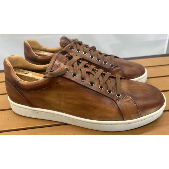 MAGNANNI Amadeo Burnished Leather Low-Top Sneakers Men\'s Shoes Size 9.5 main image 12